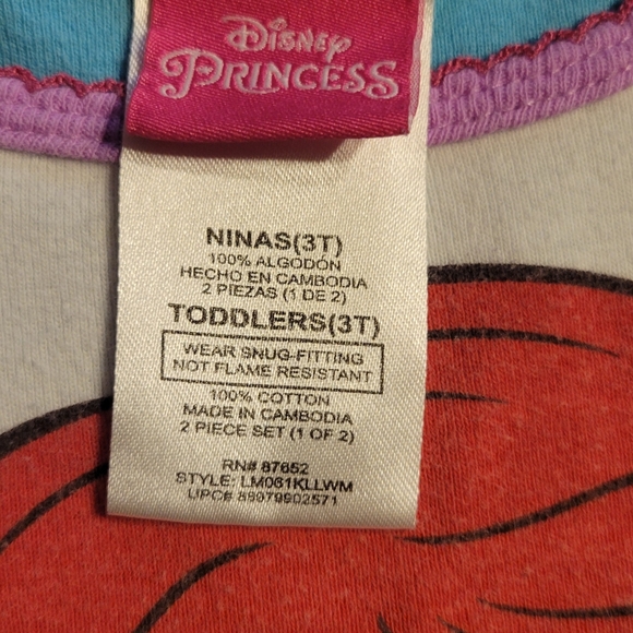 (4/$15) Disney Ariel 3t pajama set - Picture 2 of 2